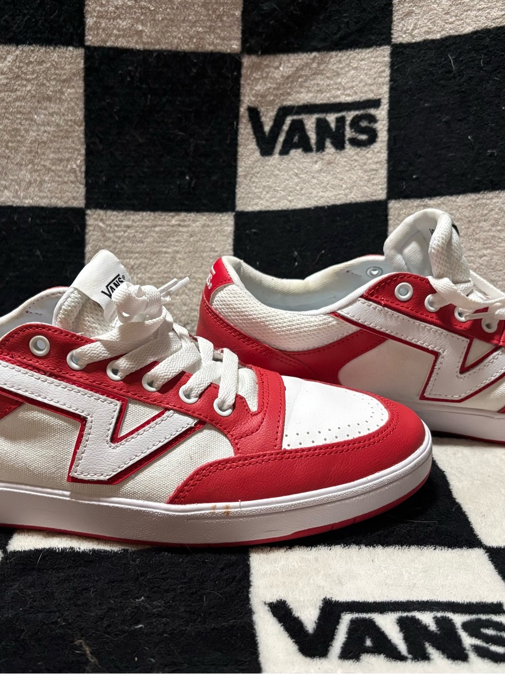 Vans Lowland ComfyCush sneakers in New Varsity Red and True White